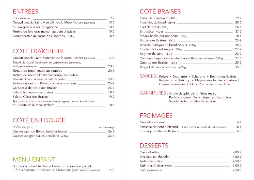 "Belles Rives" Braises & Condiments - Menu Image 2
